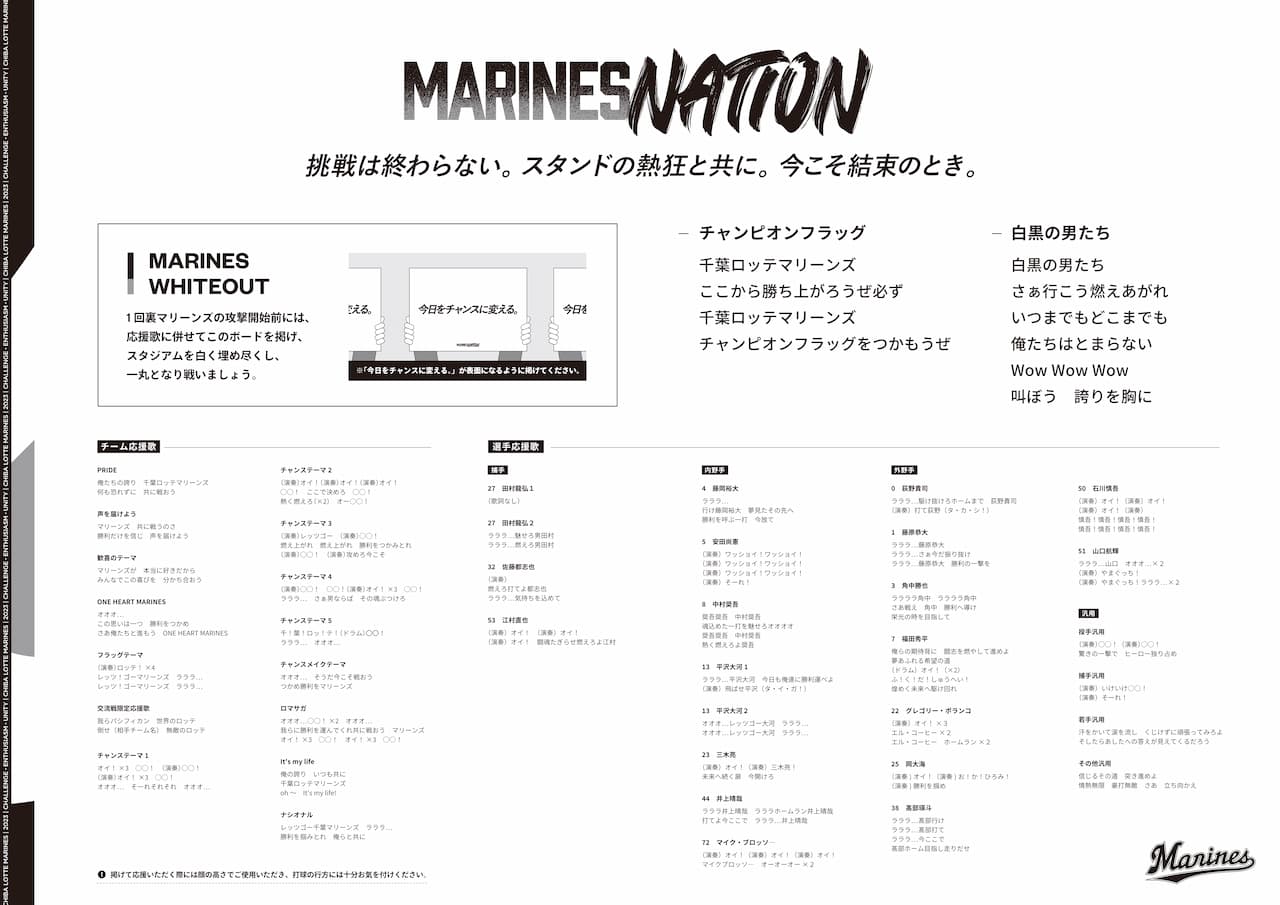 応援歌歌詞カード