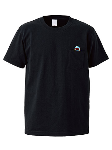 謎の魚第二形態ポケットTシャツブラック