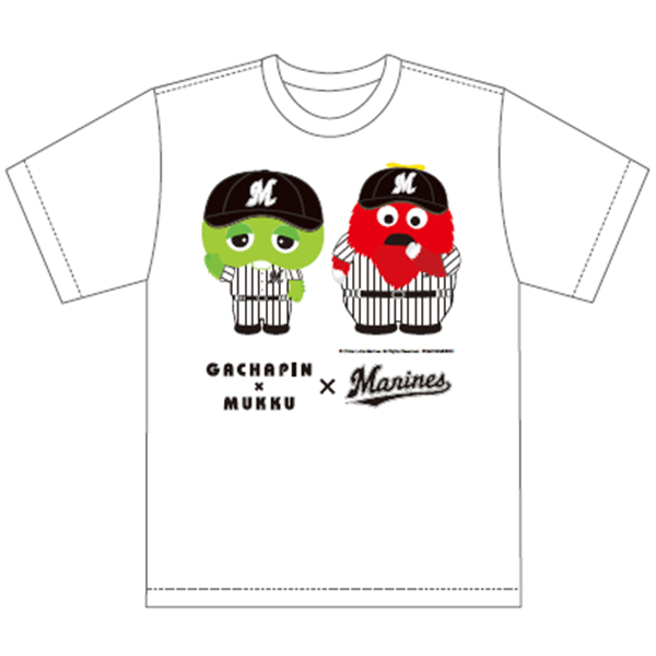 千葉ロッテマリーンズ×ガチャピン・ムックTシャツ(白)