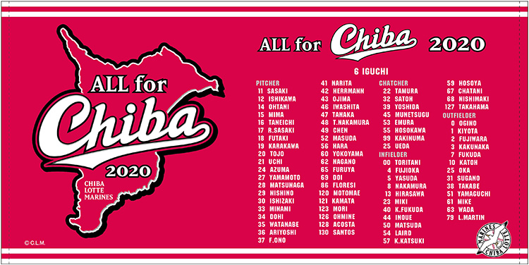 ALL for CHIBA選手名一覧バスタオル