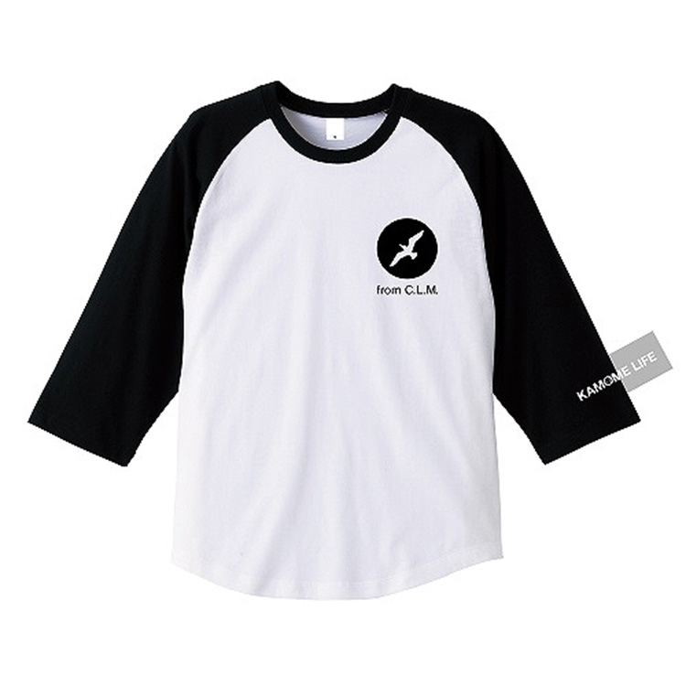 KAMOMELIFEラグラン七分袖Tシャツ ホワイトブラック