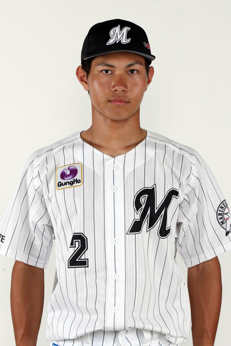 千葉ロッテマリーンズの藤原恭大選手の背番号「2」の