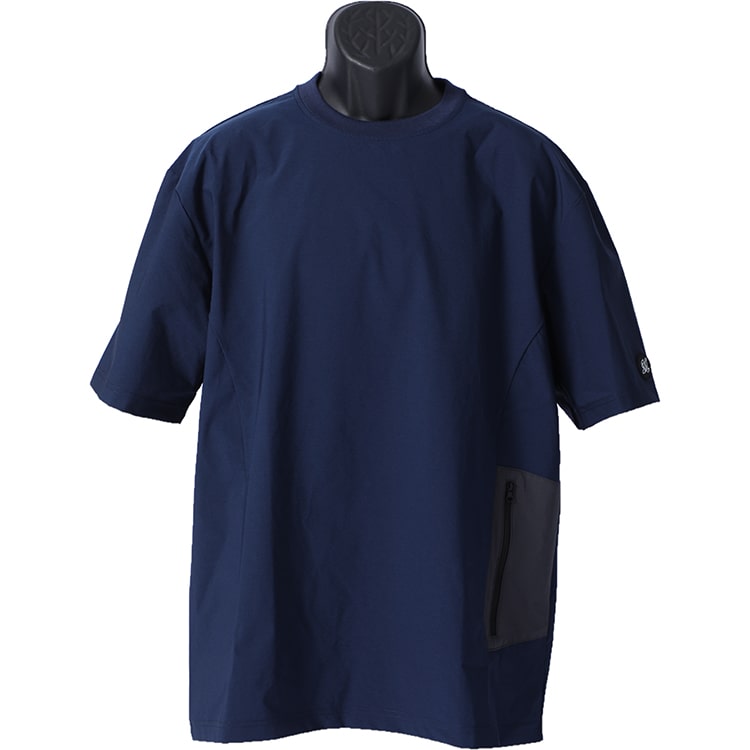 ZIP付きストレッチTシャツ