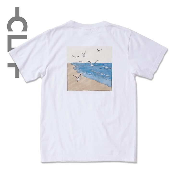 水彩画風ポケット付き半袖Tシャツ