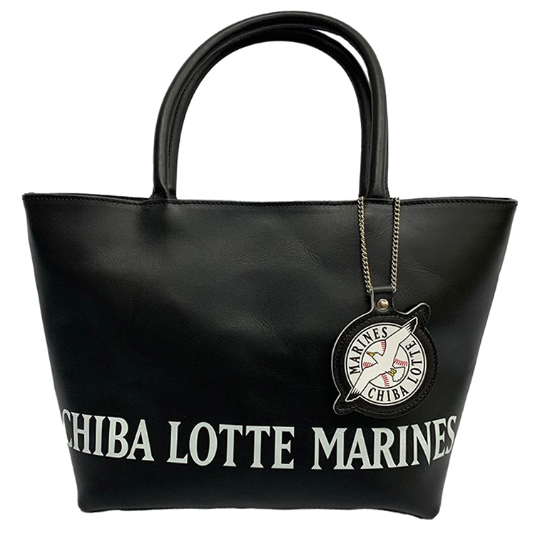 本革製ボトムプリントトートバッグ(バッグチャーム付き)