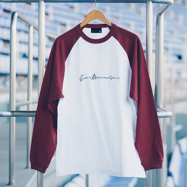 長袖Tシャツ(ラグラン)ホワイト×レッド