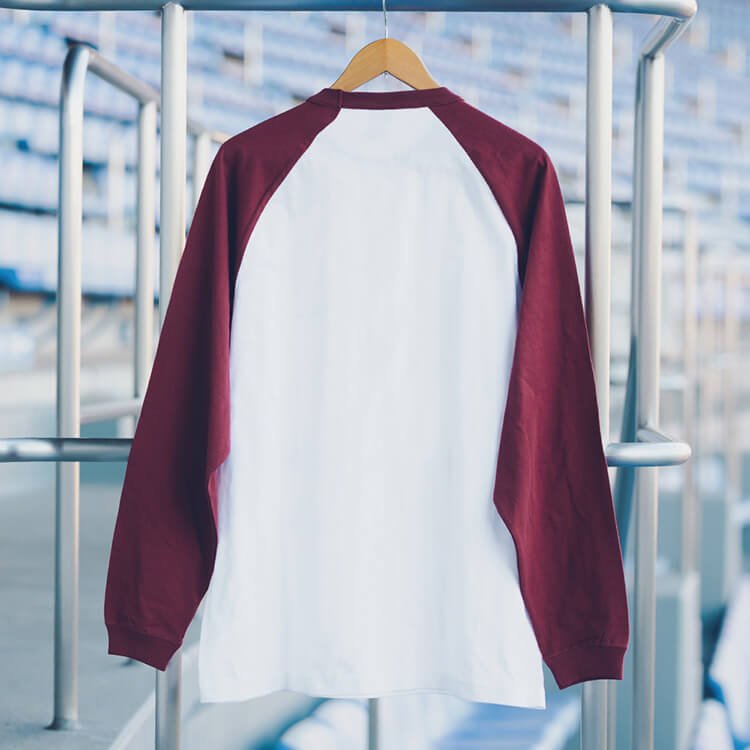 長袖Tシャツ(ラグラン)ホワイト×レッド