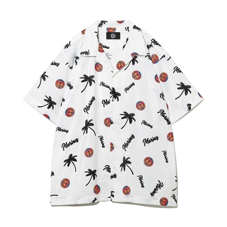 BSW半袖シャツ(総柄) ホワイト