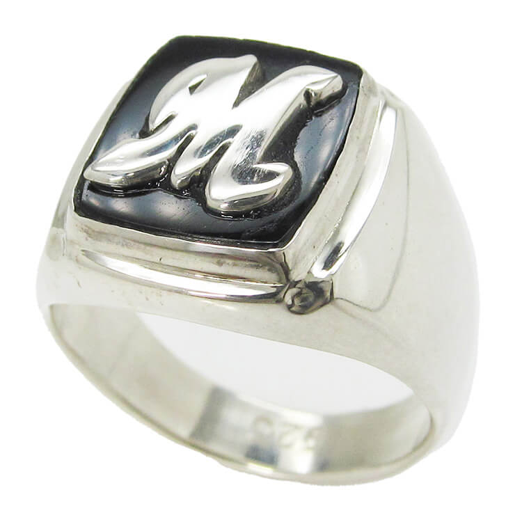 マリーンズ プレムアムジュエリーMロゴオニキスリングレディース