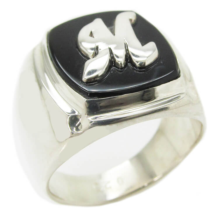 マリーンズ プレムアムジュエリーMロゴオニキスリングメンズ