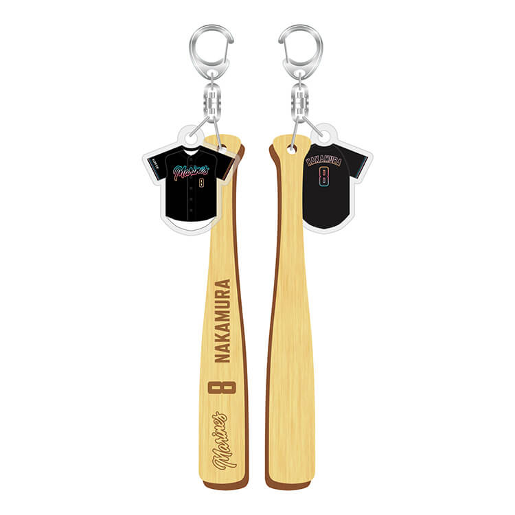 間伐材バット型キーホルダーBSW