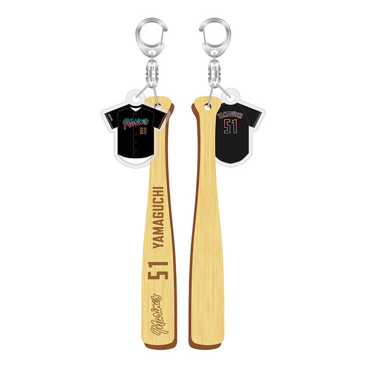 間伐材バット型キーホルダーBSW