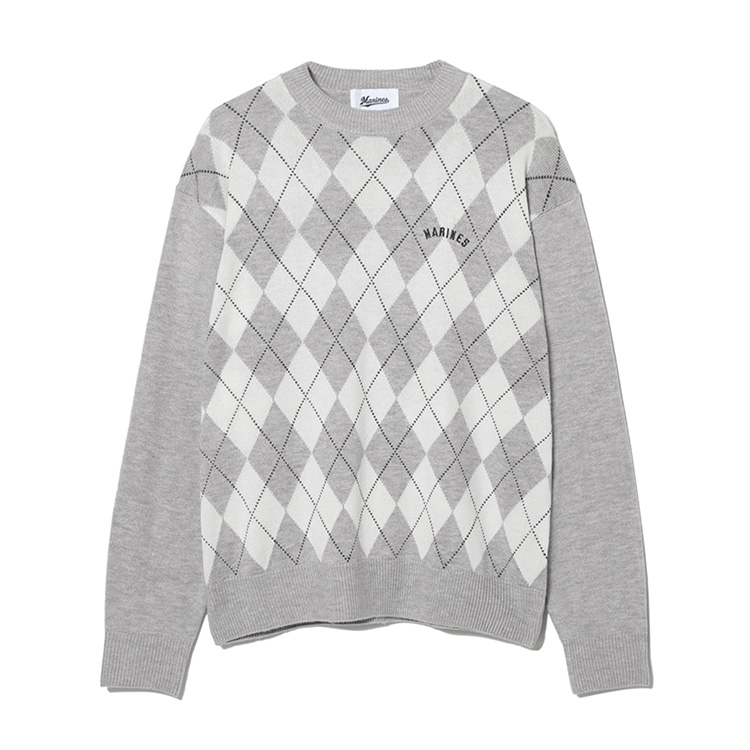 MARINES アーガイル柄クルーネックセーター