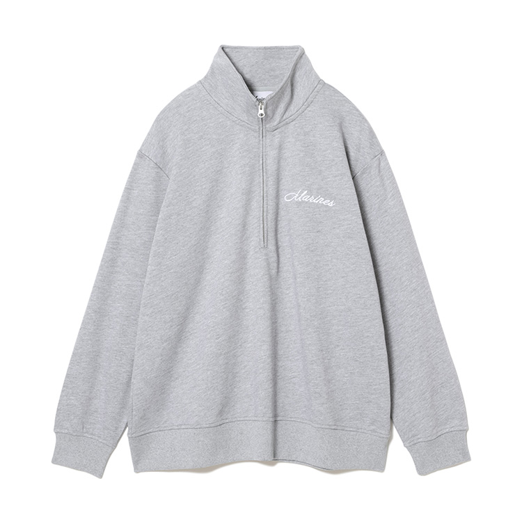 スクリプトMARINES 裏毛ハーフジップ3D刺繍