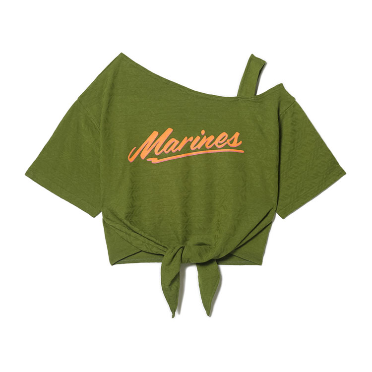 BSW TCジャガード半袖前結びオフショルＴシャツ