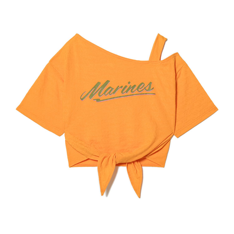 BSW TCジャガード半袖前結びオフショルＴシャツ