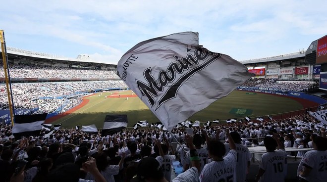 マリーンズを応援するスタジアムの観客